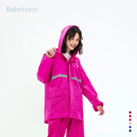 【Rainfreem】超透氣 雨衣 兩件式雨衣 雨褲 機車雨衣 露營登山 外送通勤 - 玫瑰紅精選材質，防水透氣，舒適不悶熱