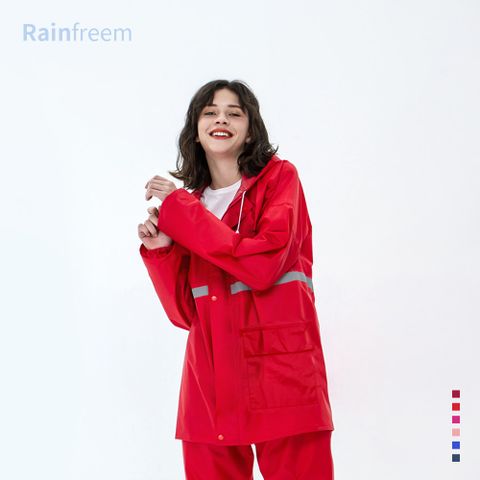 【Rainfreem】超透氣 雨衣 兩件式雨衣 雨褲 機車雨衣 露營登山 外送通勤 - 櫻桃紅精選材質，防水透氣，舒適不悶熱