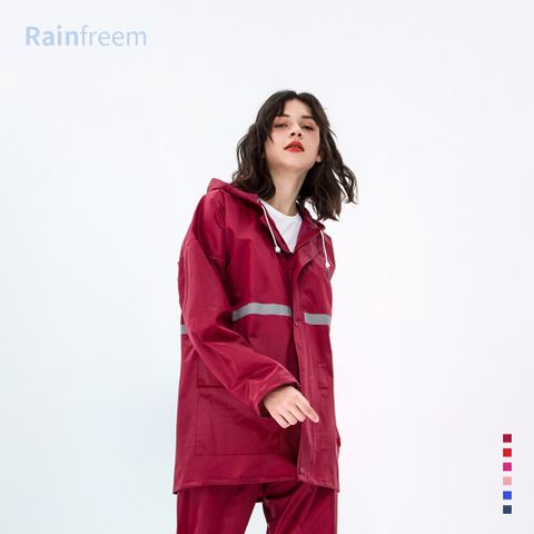 【Rainfreem】超透氣 雨衣 兩件式雨衣 雨褲 機車雨衣 露營登山 外送通勤 - 豆棗紅精選材質，防水透氣，舒適不悶熱