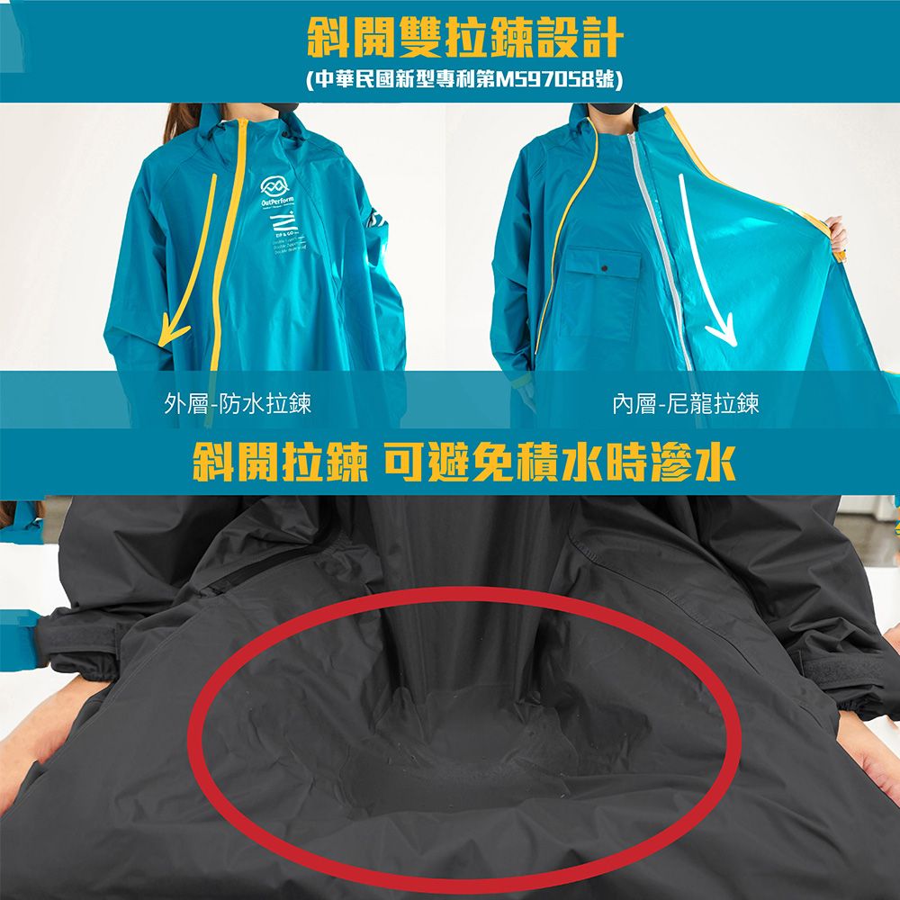 OutPerform 奧德蒙 -【背包款】去去雨水走Plus雙拉鍊背包連身式雨衣