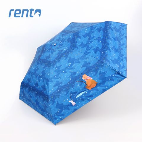 rento [] MINI不鏽鋼黑膠晴雨傘-仰望星空 (深藍)