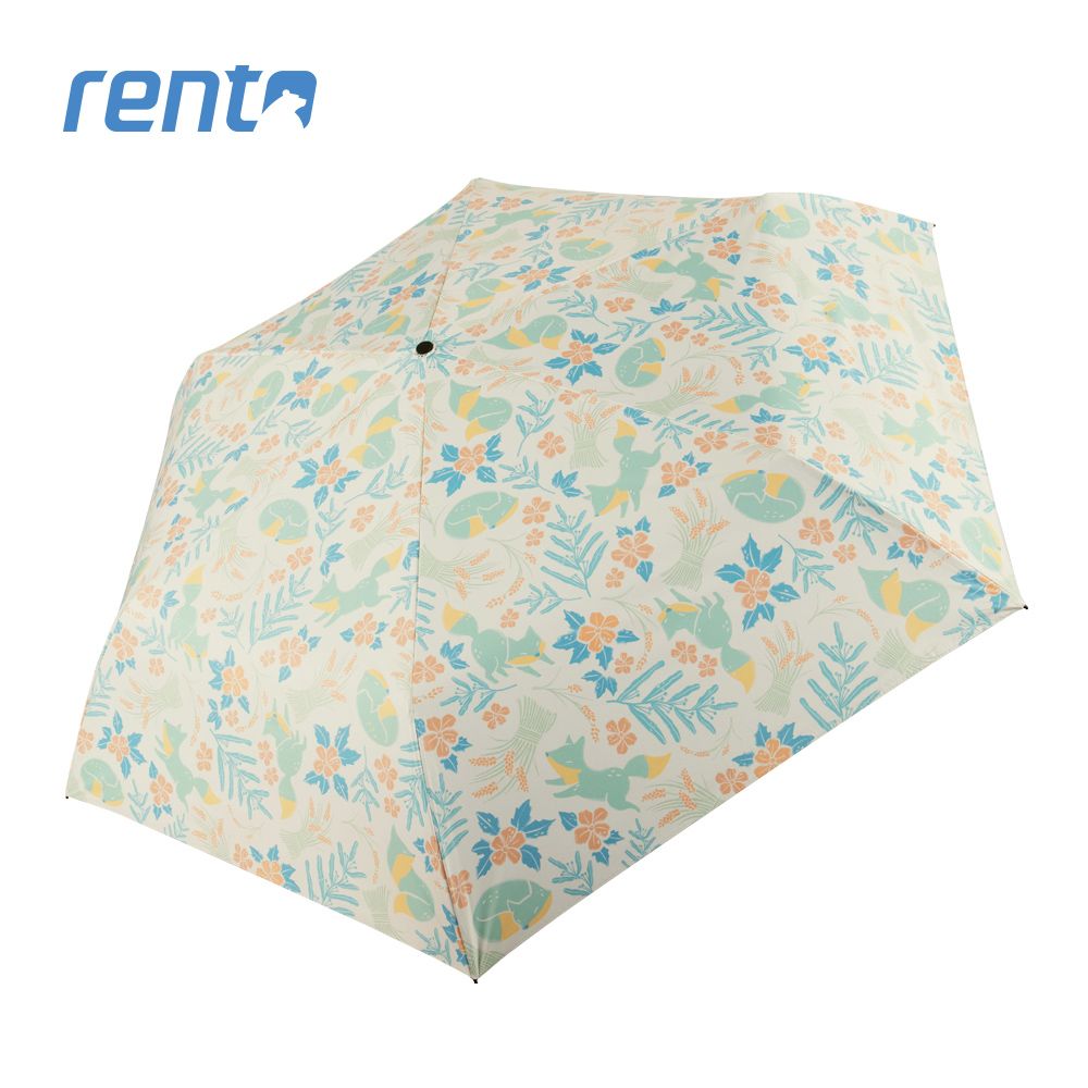 rento 碳纖輕量黑膠晴雨傘-稻荷狐狸