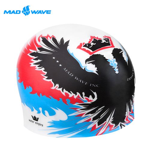 MADWAVE 俄羅斯成人矽膠泳帽 EMPIRE 紅藍色
