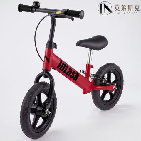 英萊斯克InLask 兒童滑步車(紅)可調式車把及坐墊∥隨附車鈴車身重量2.6Kg∥最大承載35Kg