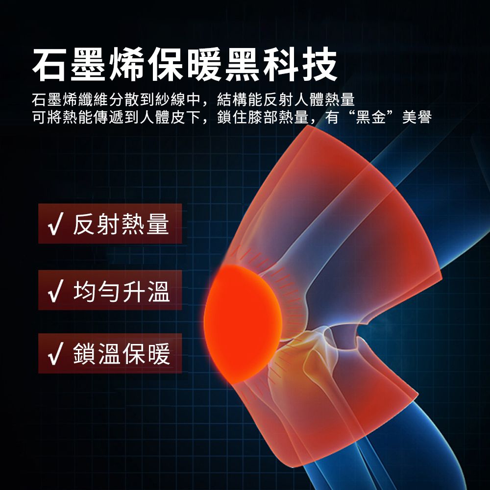 QLZHS 石墨烯發熱彈簧減壓支撐護膝 2入組 運動護膝 自發熱護膝腿套 (非醫用使用)