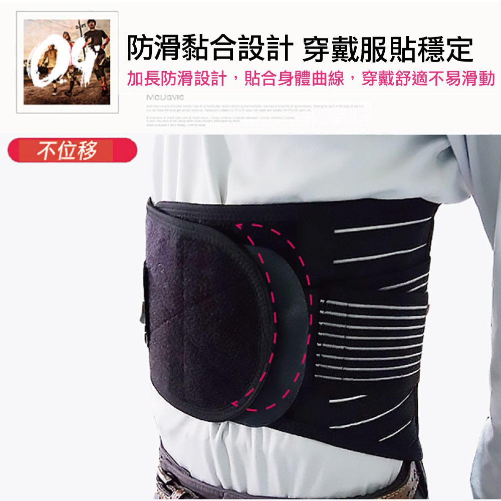 不位移防滑黏合設計 穿戴服貼穩定加長防滑設計,貼合身體曲線,穿戴舒適不易滑動