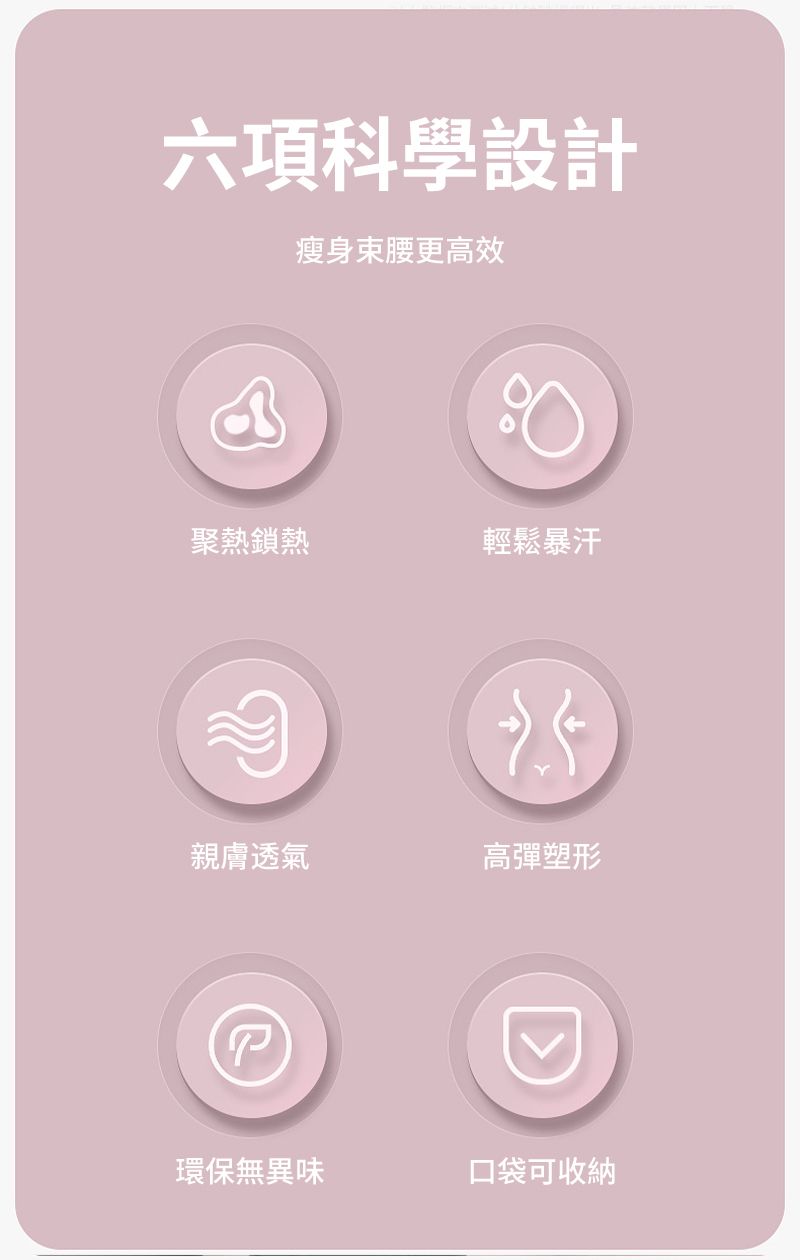 六項科學設計瘦身束腰更高效聚熱鎖熱輕鬆暴汗親膚透氣高彈塑形P環保無異味口袋可收納
