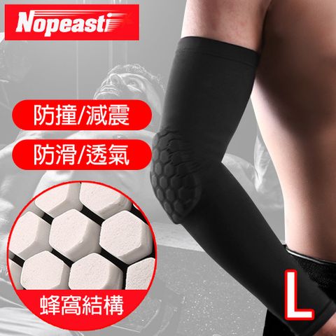 Nopeasti 蜂巢式加長型肘關節護套/籃球/戶外/防撞護具 黑L