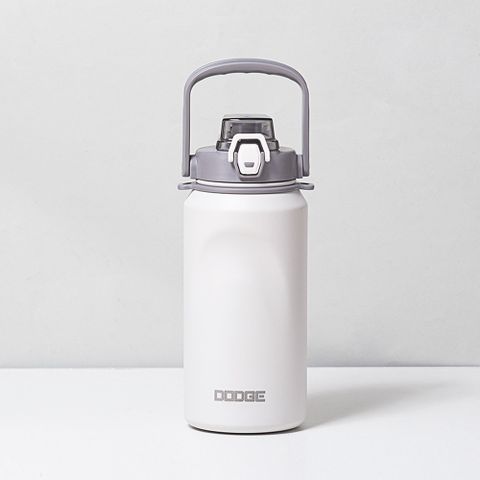 DODGE 316不鏽鋼大容量保溫瓶 彈蓋吸管水壺 1000ml 白色