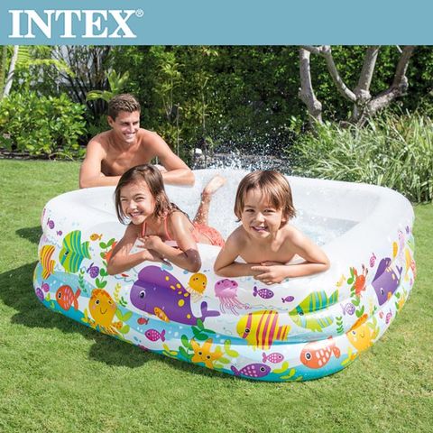 INTEX 海底動物方型戲水游泳池159x159x50cm (340L)3歲+(57471N)