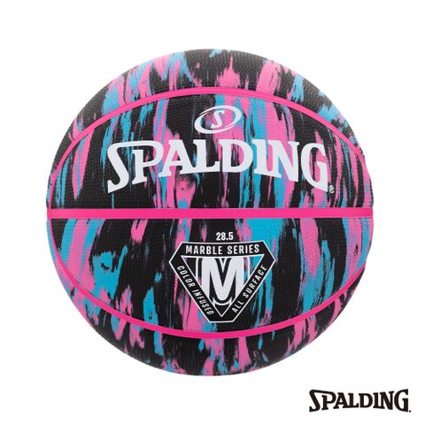 SPALDING 斯伯丁 大理石系列 黑/粉紅/藍 橡膠款 7號籃球