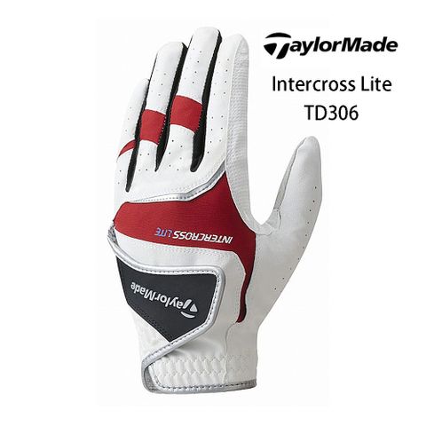 TaylorMade Intercross Lite 男用手套 TD306 正常右打者用 白底/紅 2支/組