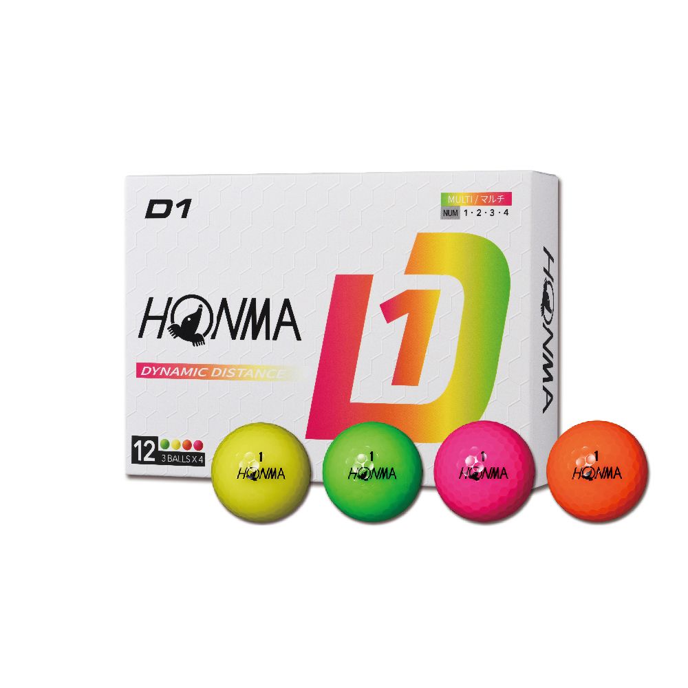 HONMA 本間高爾夫 GOLF BALL NEW D1 兩層球 高爾夫球 BT2401 單盒入(白色、彩色任選)