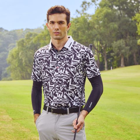 【Snowbee 司諾比】Coolmax男士款萬花筒短袖Polo衫 (男高爾夫球衫 高爾夫上衣 高爾夫球衣 吸濕排汗衫 透氣運動服)