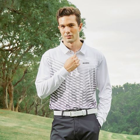 Snowbee golf 司諾比男士3D立體線條長袖POLO衫/高爾夫球衫(高爾夫球衣 高球上衣)