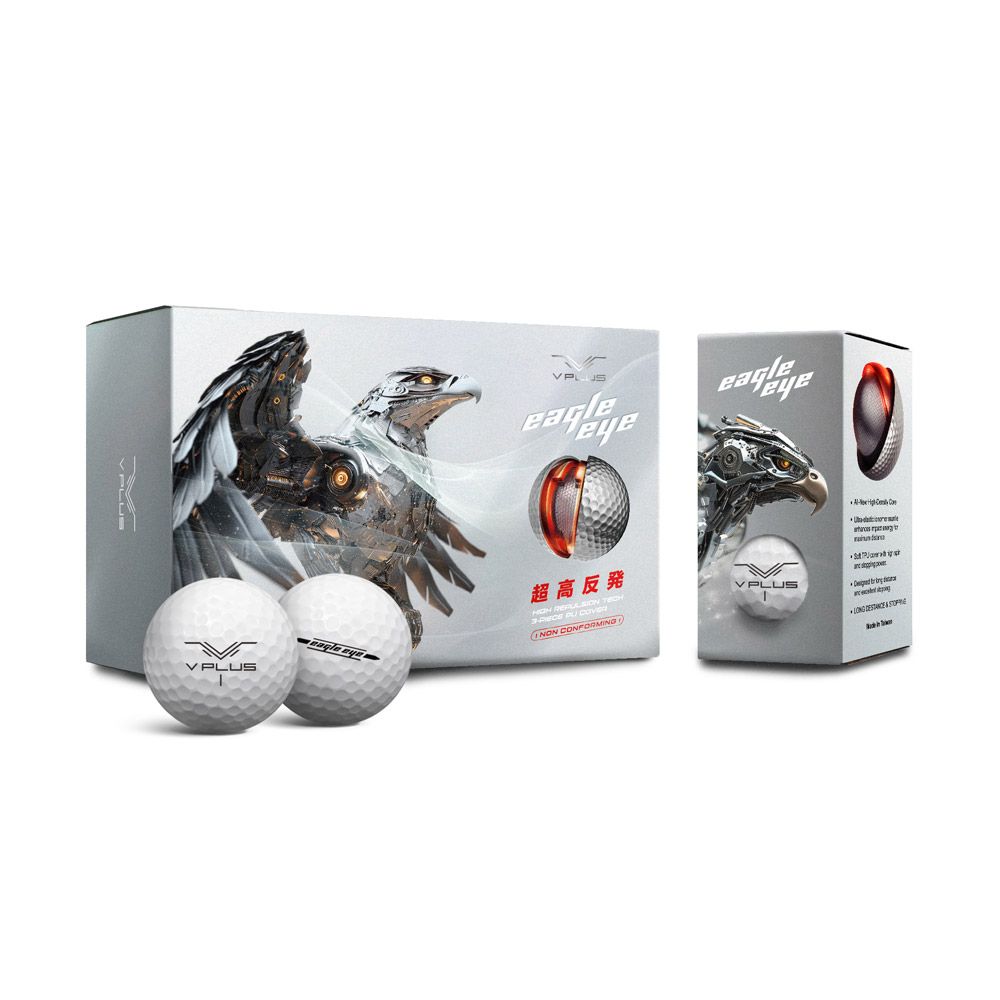  V PLUS EAGLE EYE Golf Ball 高爾夫球 白 (3-piece)(6顆裝/盒)超高反發(獨賣款)*6盒入
