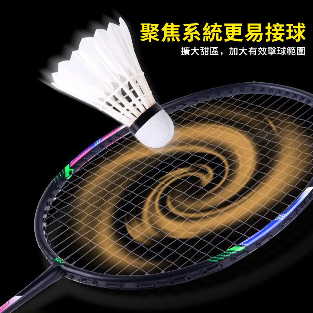 QLZHS 雙12優惠 輕量減震羽毛球拍套組 穿線拍 對拍組 羽拍 訓練球拍 (3球+球拍套)