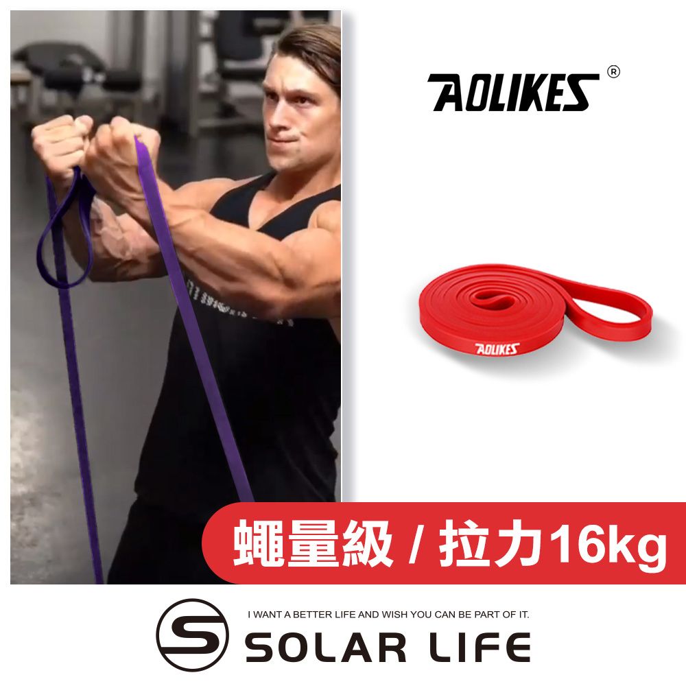 AOLIKES 奧力克斯  重訓健身瑜珈彈力拉力帶208cm 紅7-16kg.阻力帶拉力圈 高彈力乳膠 彈性阻力圈 多功能彈力繩 環狀彈力帶