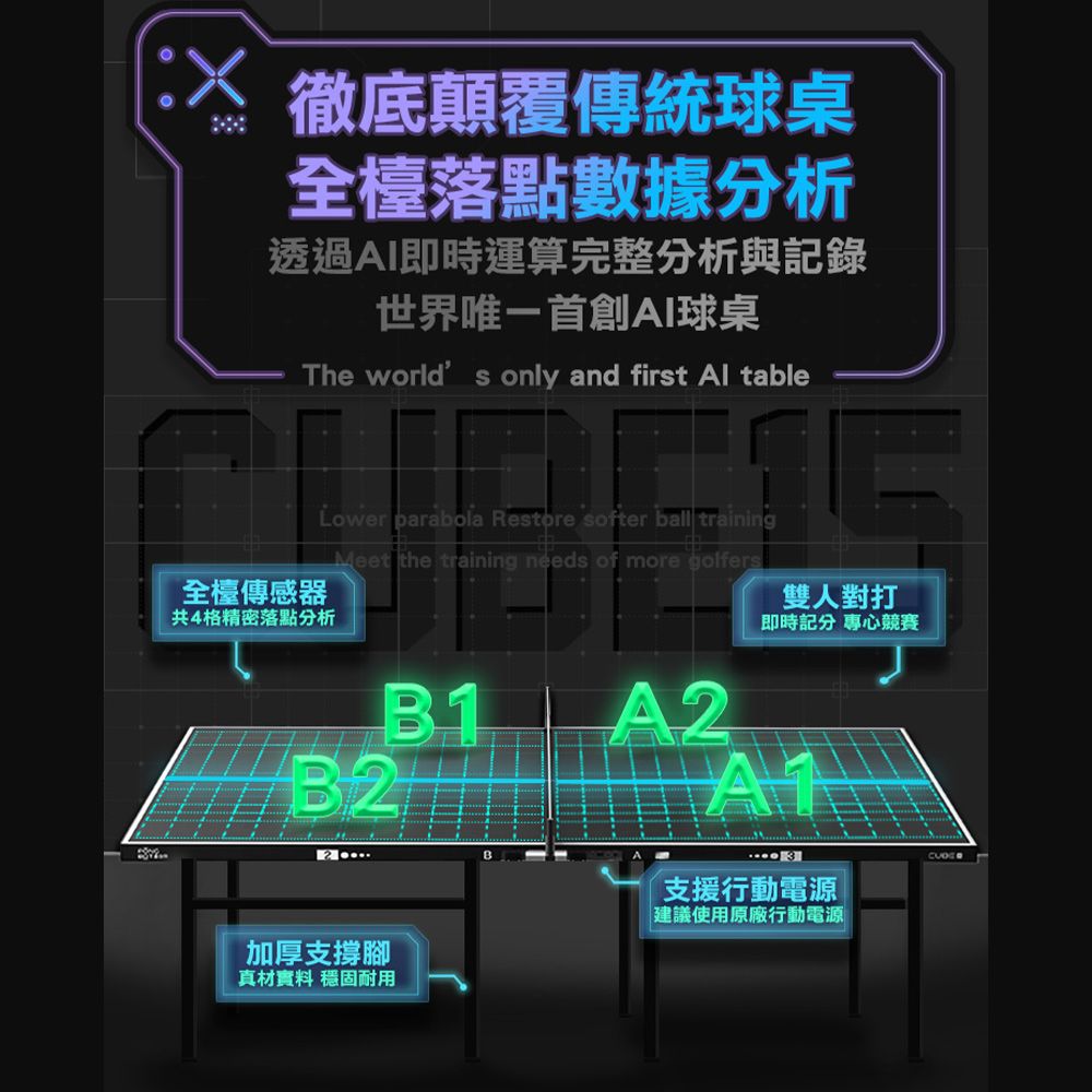  PONGBOT 龐伯特 CUBE15人工智能AI桌球桌(含專用行動電源)【北區】北北基桃、新竹市、新竹縣