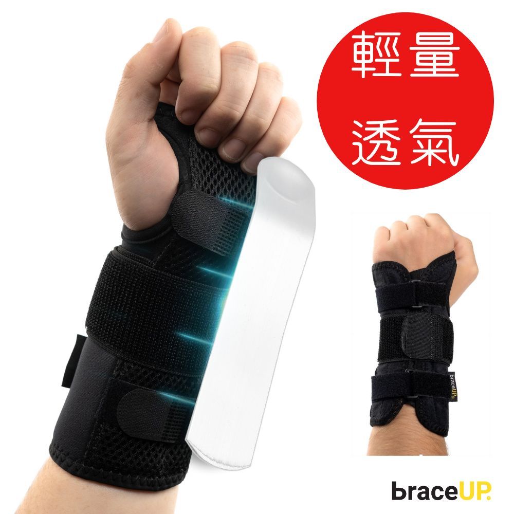 BraceUP 美國品牌 鋁板支撐護手腕  手腕支撐  輕質鋁板設計 穩定貼合，輕量透氣舒適，滑鼠/運動/日常適用