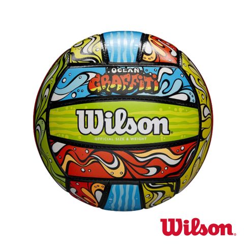 WILSON 沙灘排球 塗鴉 海洋款 5號