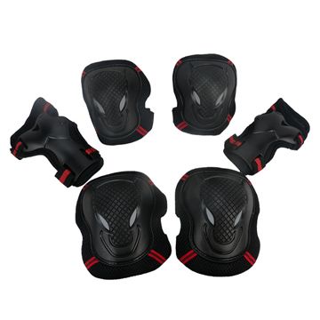 直排輪 防護用具6件組 (膝/肘/掌) 黑紅L (3種尺寸)