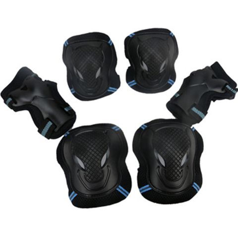 直排輪 防護用具6件組 (膝/肘/掌) 黑藍M (3種尺寸)