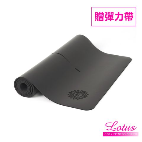 PU 【LOTUS】台灣製乾溼止滑專業型加長加寬天然橡膠瑜珈墊5mm 贈專屬背袋