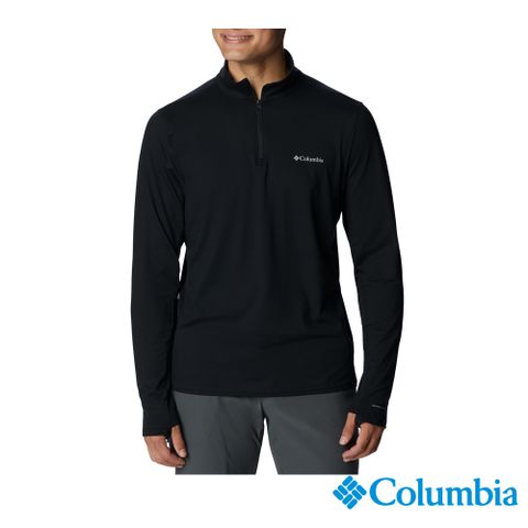 Columbia哥倫比亞 男款-UPF50快排半開襟上衣-黑色 UAE10700BK /FW22