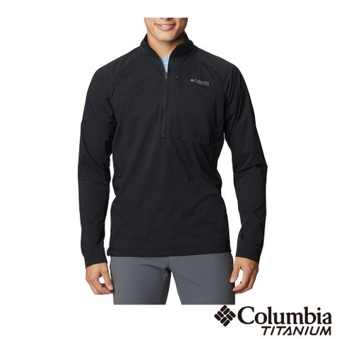 Columbia 哥倫比亞 男款 - 鈦 防潑半開襟長袖上衣-黑色 UAE19020BK (2023春夏)