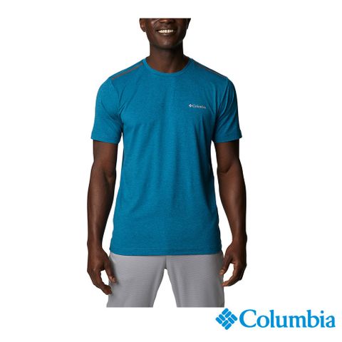 Columbia哥倫比亞 男款-UPF50快排短袖上衣-藍色 UAE03220BL