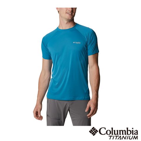 Columbia 哥倫比亞 男款 - 鈦 Omni-Wick™快排UPF50酷涼短袖上衣-藍色 UAE43990BL