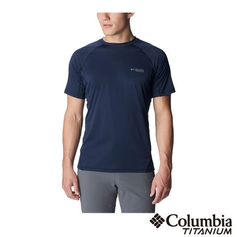 Columbia 哥倫比亞 男款 - 鈦 Omni-Wick™快排UPF50酷涼短袖上衣-深藍 UAE43990NY (2023春夏)