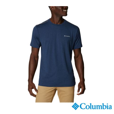 Columbia哥倫比亞 男款-UPF50快排短袖上衣-深藍 UAE03220NY (2023春夏)