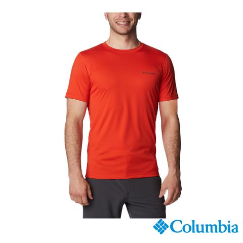 Columbia 哥倫比亞 男款-OFZ涼感UPF30快排短袖上衣-橘紅 UAE60840AH (2023春夏)