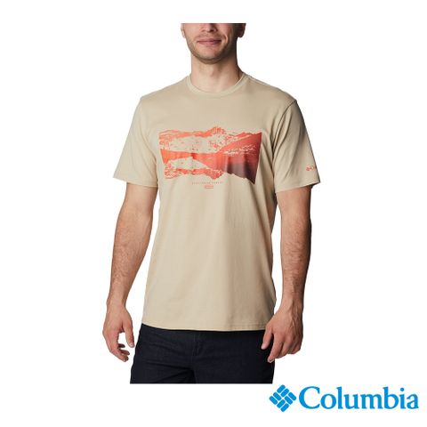 Columbia哥倫比亞 男款- LOGO純棉短袖上衣-卡其 UAO29590KI (2023春夏)