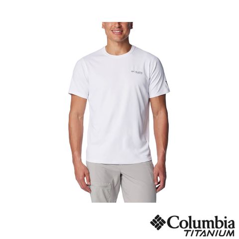 Columbia哥倫比亞 男款- 鈦 UPF50超防曬快排短袖上衣-白色 UAE47860WT(2024春夏)