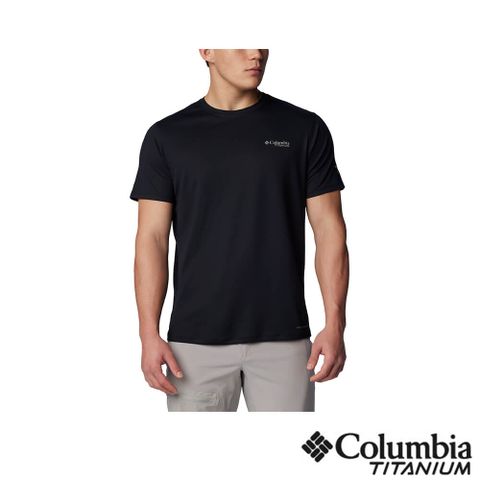 Columbia哥倫比亞 男款- 鈦 UPF50超防曬快排短袖上衣-黑色 UAE47860BK(2024春夏)