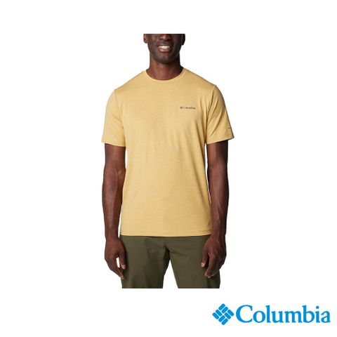 Columbia 哥倫比亞 男款-UPF50防曬快排短袖上衣-黃色 UAE55450YL(2024春夏)