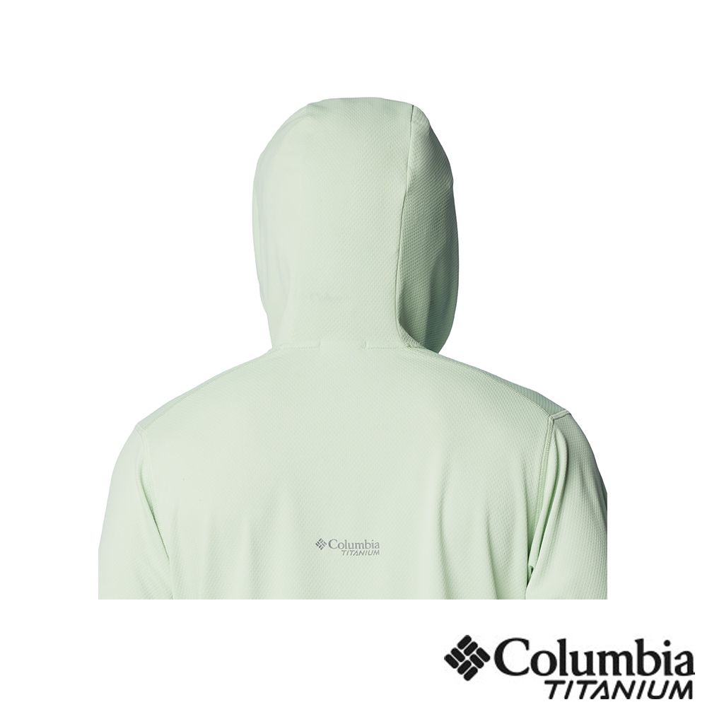 Columbia 哥倫比亞  男款-鈦 UPF50超防曬快排長袖連帽上衣-嫩綠色 UAE99930LM(2024春夏)