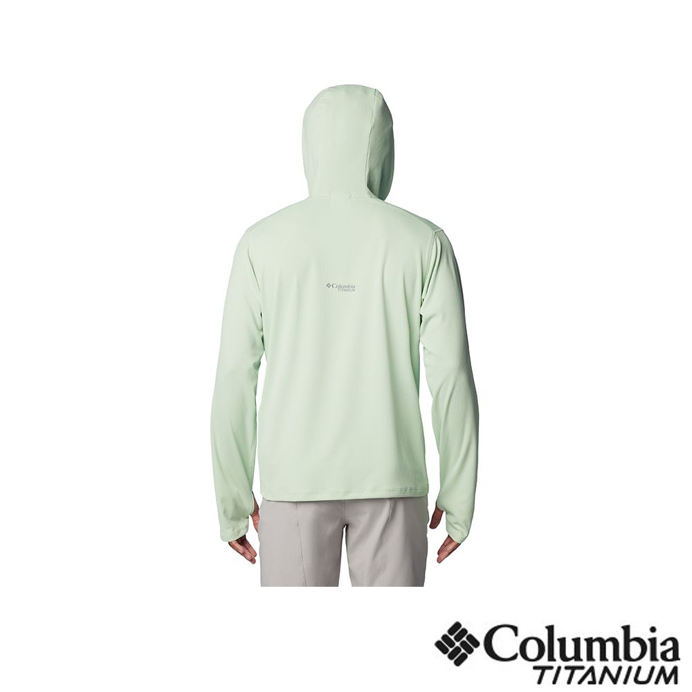 Columbia 哥倫比亞  男款-鈦 UPF50超防曬快排長袖連帽上衣-嫩綠色 UAE99930LM(2024春夏)