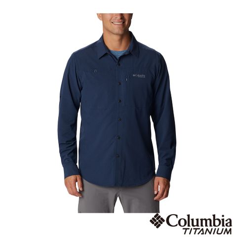 Columbia 哥倫比亞 男款 - 鈦 鈦涼感快排長袖襯衫-深藍 UAJ51790NY (2023春夏)