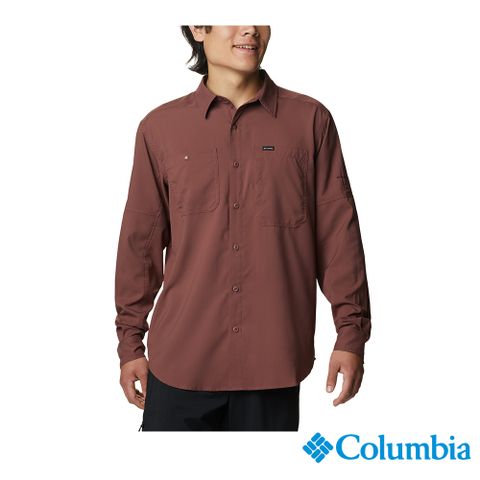 Columbia哥倫比亞 男款-UPF50快排長袖襯衫-暗紅 UAX16830WE (2023春夏)
