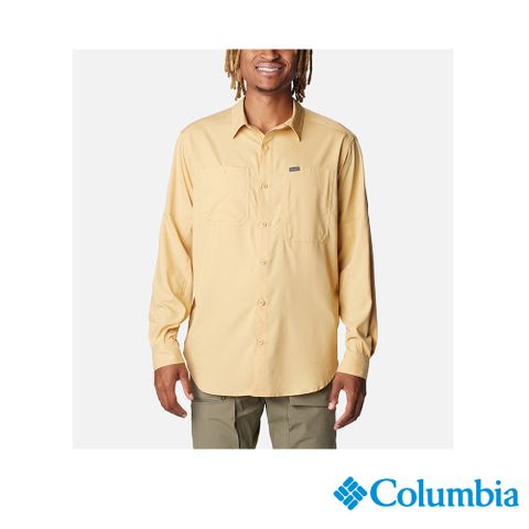 Columbia哥倫比亞 男款-UPF50超防曬快排長袖襯衫-黃色 UAE16830YL (2024春夏)