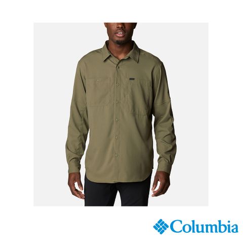 Columbia哥倫比亞  男款-UPF50超防曬快排長袖襯衫-軍綠色 UAE16830AG (2024春夏)