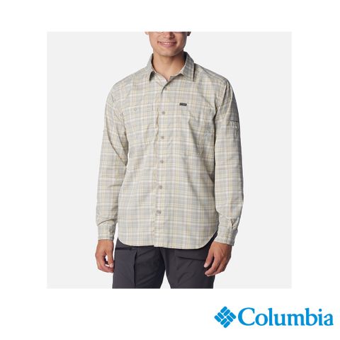 Columbia哥倫比亞  男款-UPF50超防曬快排長袖襯衫-灰格子色 UAE35990GH (2024春夏)