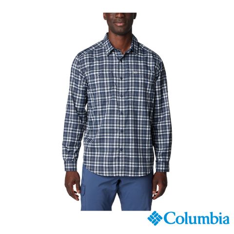 Columbia哥倫比亞  男款-UPF50超防曬快排長袖襯衫-藍色格紋 UAE35990JC (2024春夏)