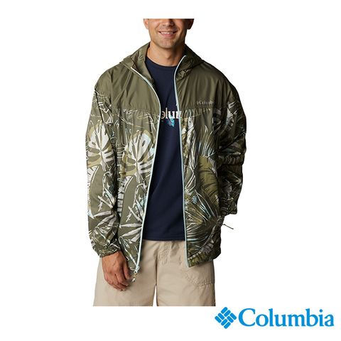 Columbia 哥倫比亞 男款 - 防曬UPF40防潑水風衣-綠花紋 UWE87770GA