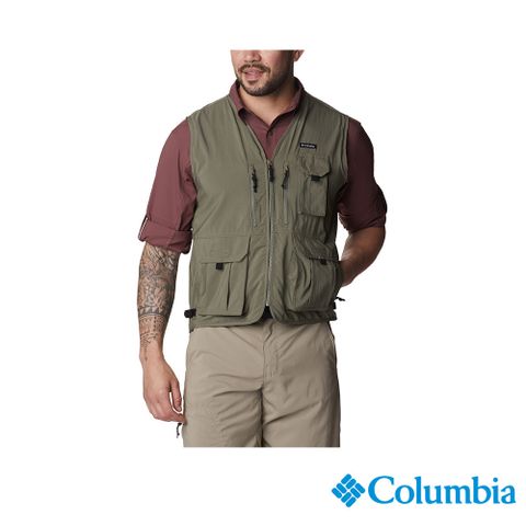 Columbia 哥倫比亞 男款-UPF50防曬快排背心-軍綠色 UAE51850AG (2024春夏)
