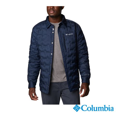 Columbia哥倫比亞 男款 - Omni-Heat 鋁點保暖 羽絨襯衫領外套-深藍 UWE77720NY